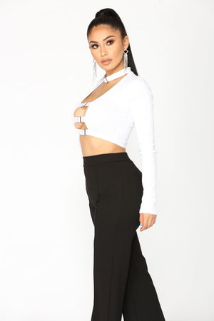 Buckle Up Crop Top - White